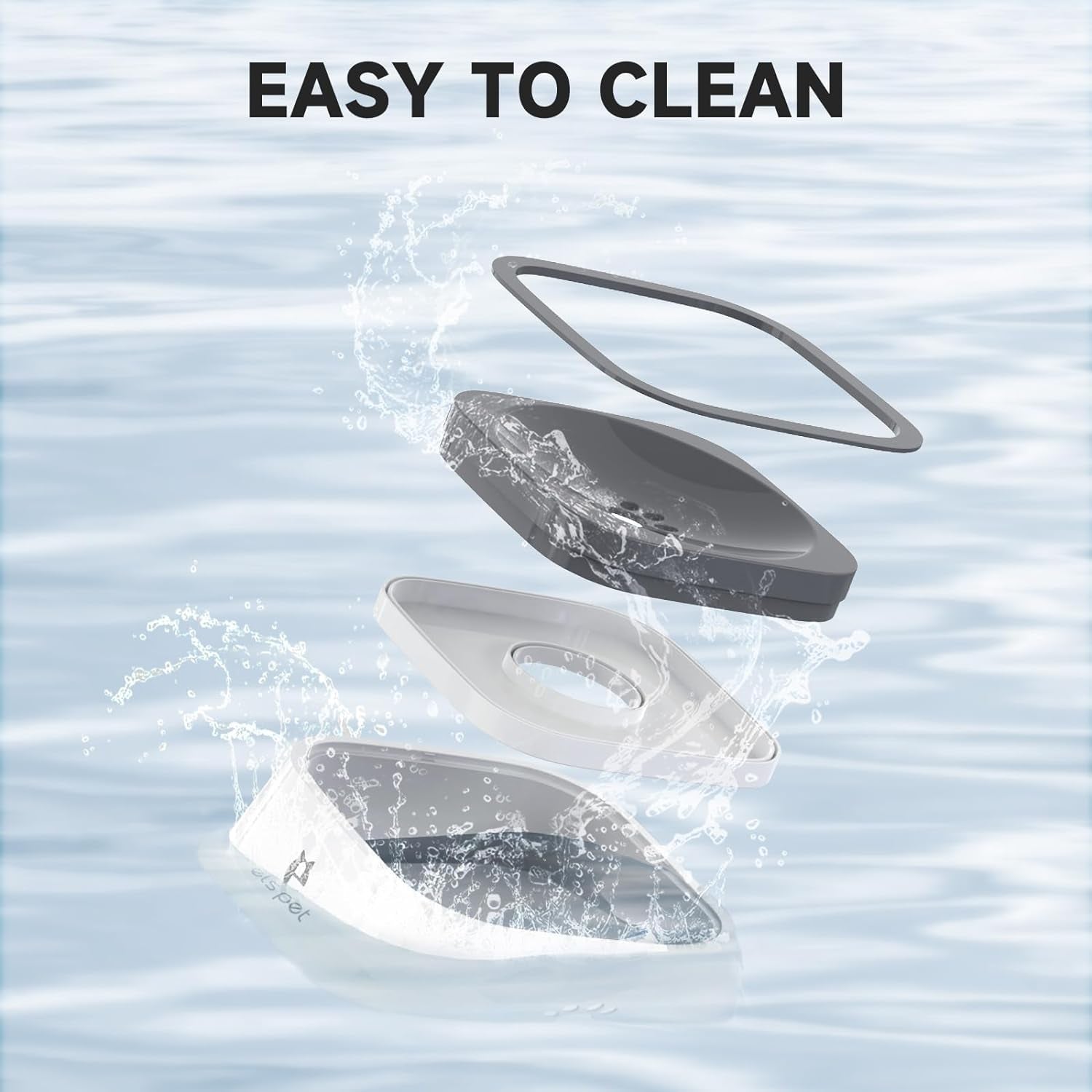 No Spill No Drip  Travel Bowl - 35Oz Slow Water Feeder for Dogs & Cats (Grey)