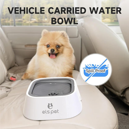 No Spill No Drip  Travel Bowl - 35Oz Slow Water Feeder for Dogs & Cats (Grey)