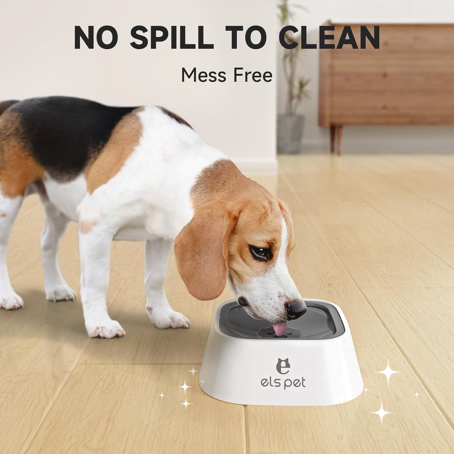 No Spill No Drip  Travel Bowl - 35Oz Slow Water Feeder for Dogs & Cats (Grey)