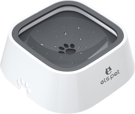 No Spill No Drip  Travel Bowl - 35Oz Slow Water Feeder for Dogs & Cats (Grey)